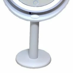 Merkloos Ronde Make Up 2 Zijdige Spiegel Met Lamp Led Rand Dimbaar Touchscreen Incl Batterijen