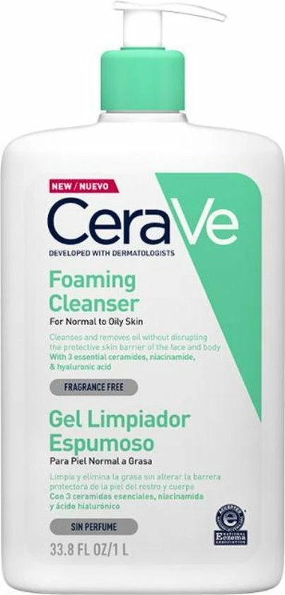 CeraVe - Foaming Cleanser - Reinigingsgel - Normale Tot Vette Huid - 1000 Ml 1 CeraVe - Foaming Cleanser - Reinigingsgel - Normale Tot Vette Huid - 1000 Ml