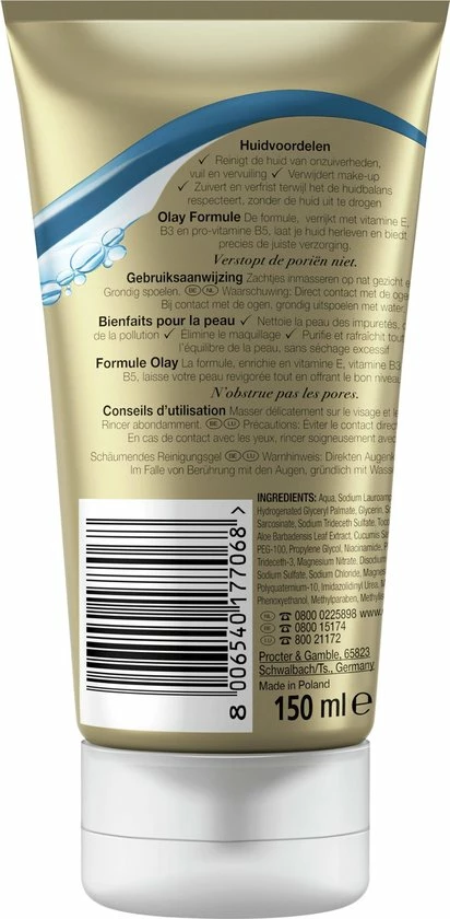 Olay Cleanse Schuimende Reinigingsgel - Normale Huid - Huid Herleeft - Vitamines E En B3 - En Provitamine B5 - 150ml 2 Olay Cleanse Schuimende Reinigingsgel - Normale Huid - Huid Herleeft - Vitamines E En B3 - En Provitamine B5 - 150ml - Afbeelding 2