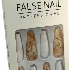 Merkloos Press On Nails - Nep Nagels - Marble - Wit Oranje - Coffin - Manicure - Plak Nagels - Kunstnagels Nailart - Zelfklevend -L’Oréal Paris SHOP 428x840 1