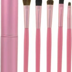 5-delige Make-up Kwasten/Brush Set + Koker - Roze | Fashion Favorite