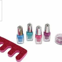 Pretty Perfect Speelgoed Nagellakset 6-delig - Kindernagellak Met Glitter En Roze Teenspreider - Funcadeau Schoencadeautje