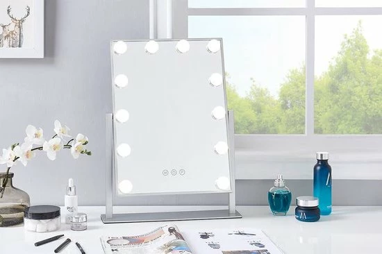Bright Beauty Vanity Make Up Spiegel Met Verlichting - Zilver - Dimbaar Met Drie Lichtstanden 2 Bright Beauty Vanity Make Up Spiegel Met Verlichting - Zilver - Dimbaar Met Drie Lichtstanden - Afbeelding 2