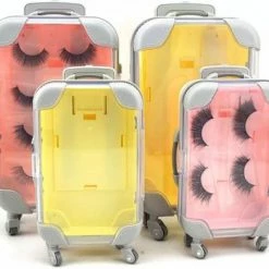 Fatalbeauty Make-Up Organizer - Opbergdoos - Cosmetica - Make-up Koffer - Valse Wimpers - Mini Bagage- NepWimpers - Trolley - Multifunctioneel - Met Wieltjes - Roze