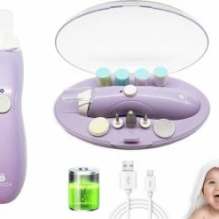 FOOCCA Baby Nagelknipper - Oplaadbaar - Baby Manicureset - Baby Verzorgingsset - Baby Nagelvijl - Baby Nagelschaartje - Baby Nagelset - Elektrisch - Oplaadbaar