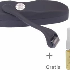 Aurgan.nl Premium Black Dermaroller Met GRATIS Argan Huid & Haarolie - 0.5 Mm 540 Titaniumnaalden | Bestrijdt Littekens, Pigmentvlekken & Huidbeschadiging, Geschikt Voor Het Gezicht & Bevordering Haargroei