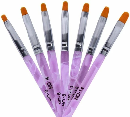 DW4Trading Acryl Penselen - Nageldecoratie Pennen - Roze Marmer - Set Van 7 Stuks 2 DW4Trading Acryl Penselen - Nageldecoratie Pennen - Roze Marmer - Set Van 7 Stuks - Afbeelding 2