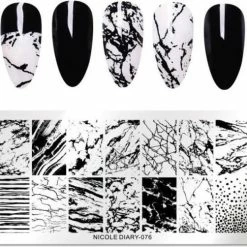 Ardran & Tookar Nail Art Stempel Plaat - French Manicure - Nagellak Acryl - Marmer Patroon Sjabloon