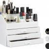Relaxdays Make-up Organizer Klein - Stapelbaar - Sieradendoosje - Cosmetica - Opbergbox - Wit