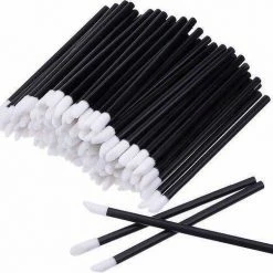 Merkloos Lipgloss / Oogschaduw Borsteltjes - 100 Stuks - Zwart - Lipgloss Applicators - Brush Lipstick Make-up Lip Pluisvrij Oogschaduw Borsteltje