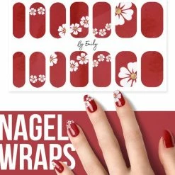 By Emily Nagel Wrap - Flowery & Red | 14 Stickers Per Vel | Nail Wrap | Nail Art | Trendy | Design | Nagellakvrij | Eenvoudig | Nagel Art | Nagel Wrap | Nagel Stickers | Folie | Zelfklevend | Sjablonen