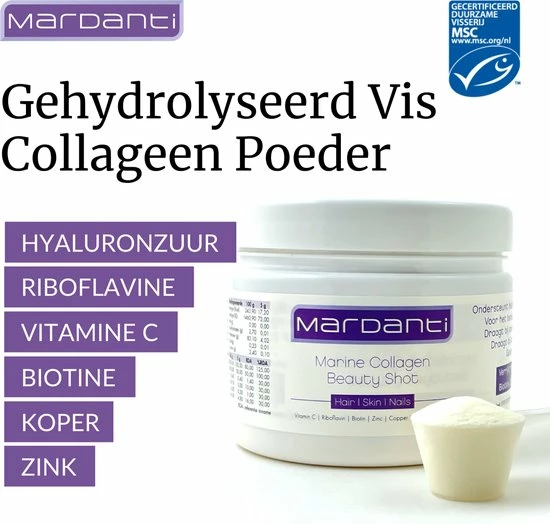 Mardanti Collageen | D Huidserum Van Binnenuit | Met Vitamine C, Riboflavine, Biotine, Zink, Koper En Hyaluronzuur | Draagt Bij Aan De Normale Collageenvorming | Vermindert Rimpels | Verbeterde Huidstructuur | Collageen Poeder Met Vanille Smaak 6 Mardanti Collageen | D Huidserum Van Binnenuit | Met Vitamine C, Riboflavine, Biotine, Zink, Koper En Hyaluronzuur | Draagt Bij Aan De Normale Collageenvorming | Vermindert Rimpels | Verbeterde Huidstructuur | Collageen Poeder Met Vanille Smaak - Afbeelding 6