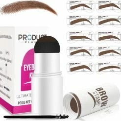 ProductPlanet Premium Wenkbrauw Stempel - Wenkbrauw Sjabloon - Wenkbrauwstempel - Brow Stamp - 10 Sjablonen - Borsteltje - Herbruikbaar - Waterdicht - Cadeau Voor Haar - Lichtbruin