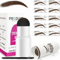 ProductPlanet Premium Wenkbrauw Stempel - Wenkbrauw Sjabloon - Wenkbrauwstempel - Brow Stamp - 10 Sjablonen - Borsteltje - Herbruikbaar - Waterdicht - Cadeau Voor Haar - Donkerbruin