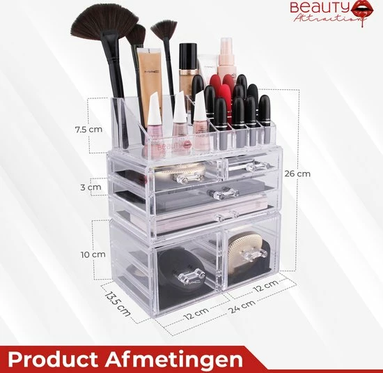 Beauty Attraction Make Up Organizer – Opbergdoos – Nagellak – Organizer 22 X 2,12 X 5,8 CM – 24 X 15 X 11 CM – Transparant 7 Beauty Attraction Make Up Organizer – Opbergdoos – Nagellak – Organizer 22 X 2,12 X 5,8 CM – 24 X 15 X 11 CM – Transparant - Afbeelding 7