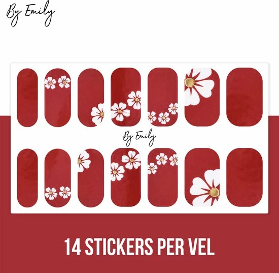 By Emily Nagel Wrap - Flowery & Red | 14 Stickers Per Vel | Nail Wrap | Nail Art | Trendy | Design | Nagellakvrij | Eenvoudig | Nagel Art | Nagel Wrap | Nagel Stickers | Folie | Zelfklevend | Sjablonen 5 By Emily Nagel Wrap - Flowery & Red | 14 Stickers Per Vel | Nail Wrap | Nail Art | Trendy | Design | Nagellakvrij | Eenvoudig | Nagel Art | Nagel Wrap | Nagel Stickers | Folie | Zelfklevend | Sjablonen - Afbeelding 5