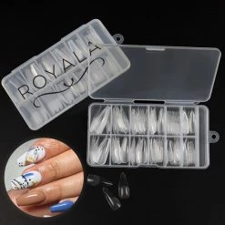 Royala 105 - Oval Long Half Frosted - Full Cover - Nageltips - Nepnagels - Plaknagels - In Assortimentsbox - 120 Stuks 12 Maten - Voor Gellak Acrylnagellak En PolyGel Nagels - Royala Frosted Tips Line -L’Oréal Paris SHOP 550x541 1