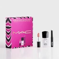 M.A.C FLASH OF MAGIC NEUTRAL LIP KIT MATTE Lisptick In Velvet Teddy, Fix+ / Mini MAC En Prep + Prime Lip