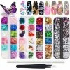 Merkloos Nagel Gedroogde Bloemen, Vlinder Nagel Glitter Pailletten, Folie Nagel Chip Glitter, Nail Art Strass Met Pincet Nail Art Strass Picker Potlood, Voor 3D Nail Art Design Diy Decoraties