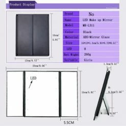 Merkloos Makeup Spiegel - LED Verlichting - Make-up Spiegel - Vergrootspiegel - Draagbaar- Costmetica- 8 LED's Zwart -L’Oréal Paris SHOP 550x550 116