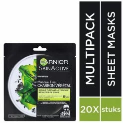 Garnier Skinactive Face Pure Charcoal Zwart Sheet Gezichtsmasker - 20 Stuks - Voordeelverpakking -L’Oréal Paris SHOP 550x550 224