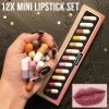 Merkloos LaGloss Mini Lipstick SET 12 Stuks - Hydraterende Lippenstift Setje - Lipstift Make-up - 12 Kleuren Rood