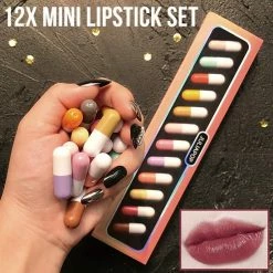 Merkloos LaGloss Mini Lipstick SET 12 Stuks - Hydraterende Lippenstift Setje - Lipstift Make-up - 12 Kleuren Rood