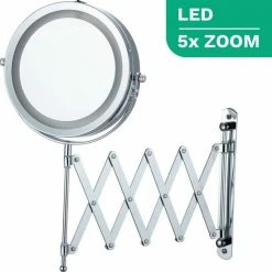 Personal Care Make Up En Scheer Spiegel - LED Verlichting - 5x Vergroting - Badkamer - Dubbelzijdig - 360 Draaibaar - Batterijen