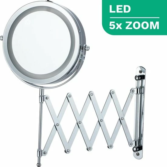 Personal Care Make Up En Scheer Spiegel - LED Verlichting - 5x Vergroting - Badkamer - Dubbelzijdig - 360 Draaibaar - Batterijen 1 Personal Care Make Up En Scheer Spiegel - LED Verlichting - 5x Vergroting - Badkamer - Dubbelzijdig - 360 Draaibaar - Batterijen