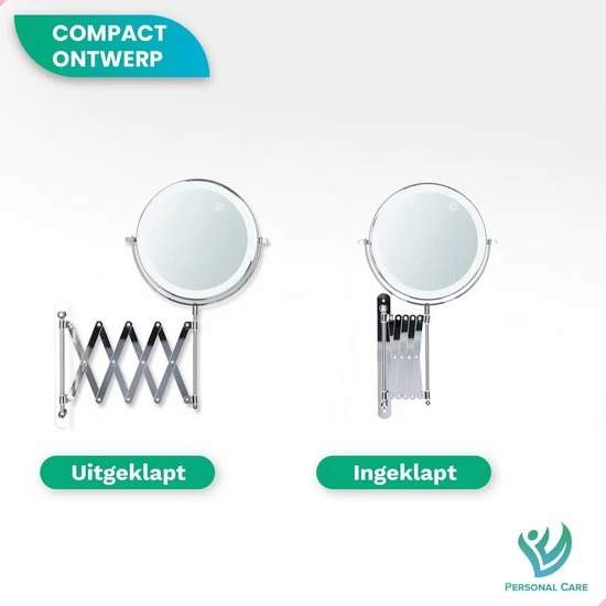 Personal Care Make Up En Scheer Spiegel - LED Verlichting - 5x Vergroting - Badkamer - Dubbelzijdig - 360 Draaibaar - Batterijen 9 Personal Care Make Up En Scheer Spiegel - LED Verlichting - 5x Vergroting - Badkamer - Dubbelzijdig - 360 Draaibaar - Batterijen - Afbeelding 9