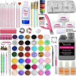 Royala Acrylnagels Starterspakket - Acryl Nagels Starter Kit Set - 500 Clear French Tips - Plaknagels - Nagellijm - 15x Nailart Penselen -Kunstnagels - Tip Guides - Starter - Neon Poeder - Cleanser - Nail Wipes - Acryl Poeder - Acryl Vloeistof