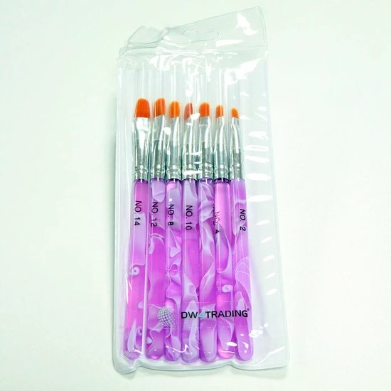 DW4Trading Acryl Penselen - Nageldecoratie Pennen - Roze Marmer - Set Van 7 Stuks 4 DW4Trading Acryl Penselen - Nageldecoratie Pennen - Roze Marmer - Set Van 7 Stuks - Afbeelding 4