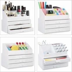 Relaxdays Make-up Organizer Klein - Stapelbaar - Sieradendoosje - Cosmetica - Opbergbox - Wit -L’Oréal Paris SHOP 550x550 683