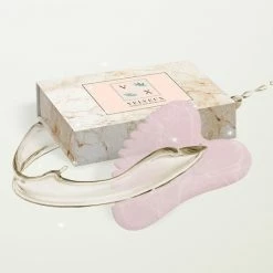 Velveux Gua Sha Set - Gua Sha Steen - Gua Sha Jade - Rozenkwarts - Massage - Met Ribbels - Anti Aging - Black Friday 2022