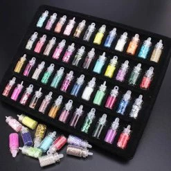 Merkloos 48 Potjes Glitter / Decoratie Voor Nail Art / Knutselen - Glitters Nagel Decoratie Set- 3D Nail Art Voor Gellak, Acryl Of Nagellak - Glitter, Poeder, Holografisch, Vlokken, Pailletten, Shimmer, Rhinestone - Verschillende Kleuren -L’Oréal Paris SHOP 550x550 743