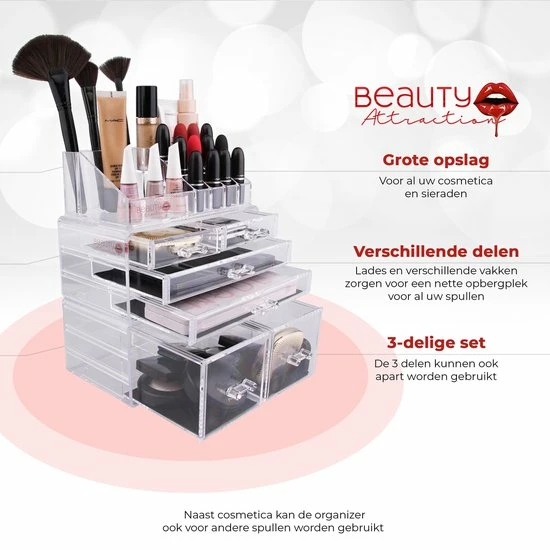 Beauty Attraction Make Up Organizer – Opbergdoos – Nagellak – Organizer 22 X 2,12 X 5,8 CM – 24 X 15 X 11 CM – Transparant 6 Beauty Attraction Make Up Organizer – Opbergdoos – Nagellak – Organizer 22 X 2,12 X 5,8 CM – 24 X 15 X 11 CM – Transparant - Afbeelding 6