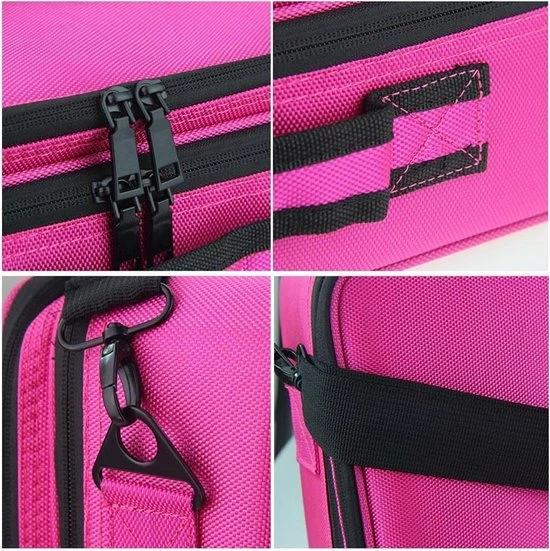 Confibel Cosmetica Koffer - Make-up Koffer Met Verstelbare Vakken - Visagie En Nagelstyliste Beauty Koffer - 35x25x11CM - Roze 7 Confibel Cosmetica Koffer - Make-up Koffer Met Verstelbare Vakken - Visagie En Nagelstyliste Beauty Koffer - 35x25x11CM - Roze - Afbeelding 7