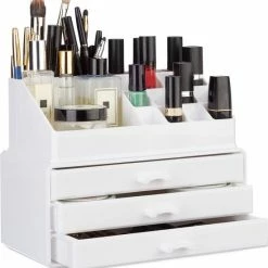 Relaxdays Make-up Organizer Klein - Stapelbaar - Sieradendoosje - Cosmetica - Opbergbox - Wit -L’Oréal Paris SHOP 550x571 4