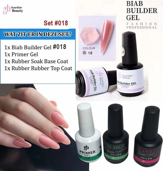 Guardian Beauty BIAB Builder Gel Set #18 - Nagellak Gel - BIAB Builder - Biab Gel - Biab Nail Gel 1 Guardian Beauty BIAB Builder Gel Set #18 - Nagellak Gel - BIAB Builder - Biab Gel - Biab Nail Gel