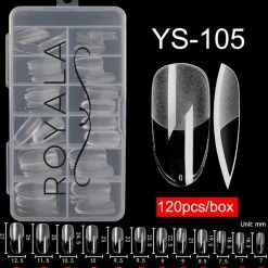 Royala 105 - Oval Long Half Frosted - Full Cover - Nageltips - Nepnagels - Plaknagels - In Assortimentsbox - 120 Stuks 12 Maten - Voor Gellak Acrylnagellak En PolyGel Nagels - Royala Frosted Tips Line