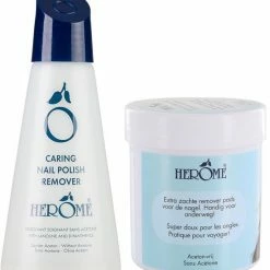 Herome Combi-Pack Caring Nail Polish Remover Duo - Nagellakremover Nagellakverwijderaar - 1* Caring Nail Polish Remover 120ml., 1* Caring Nail Polish Remover Pads 100 - Combi-Pack