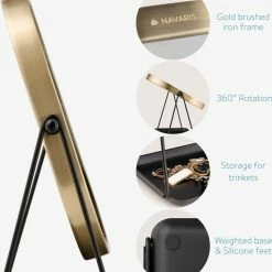 Navaris Make-up Spiegel - Tafelspiegel Met Opbergruimte Voor Sieraden - Staande Cosmeticaspiegel Met Twee Kanten - Met 3x Vergroting - Zwart/Goud -L’Oréal Paris SHOP 550x607 2
