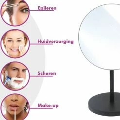 Omliox Make Up En Scheer Spiegel - Ronde Standspiegel - 5x Vergroting - Ø19cm - Mat Zwart -L’Oréal Paris SHOP 550x616 2