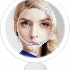 DistinQ Make-Up Spiegel 5x Vergroting - Verlichting Dimbaar Met Touch - Wit