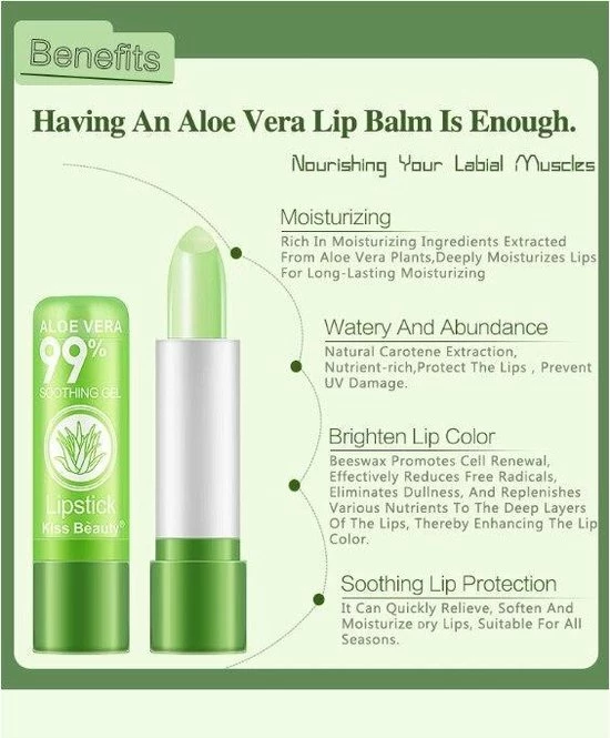 Kiss Beauty Alo Vera Lip Gel Balm Lipstick - Kleurverandering Langdurige - Hydraterende - Lip Moisturizer Jelly Balm 2 Kiss Beauty Alo Vera Lip Gel Balm Lipstick - Kleurverandering Langdurige - Hydraterende - Lip Moisturizer Jelly Balm - Afbeelding 2