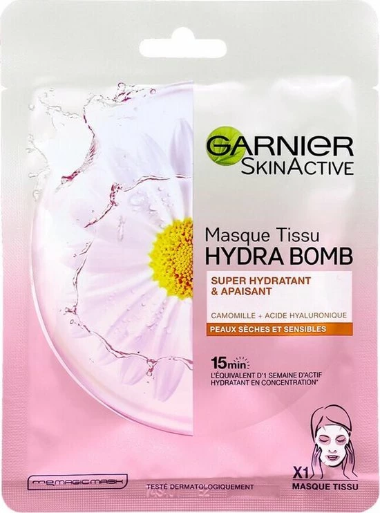 Garnier Skinactive Face Hydra Bomb Ultra Hydraterend & Kalmerend Tissue Masker Droge Huid - 5 Stuks - Voordeelverpakking 1 Garnier Skinactive Face Hydra Bomb Ultra Hydraterend & Kalmerend Tissue Masker Droge Huid - 5 Stuks - Voordeelverpakking